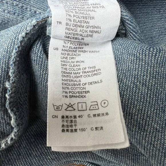 & Other Stories Cropped Denim Jean Jacket Mid Wash Lightly Distressed | Size 8 - Picture 12 of 13